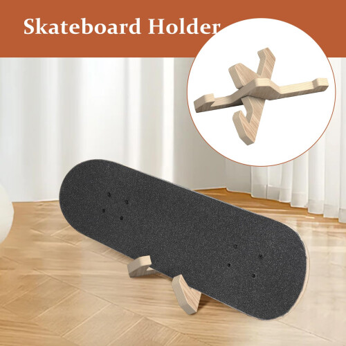Snowboard Wall Mount and Skateboard Rack with Secure Interlocking Assembly, SpaceSaving Vertical Storage, Wood Textured Finish 1