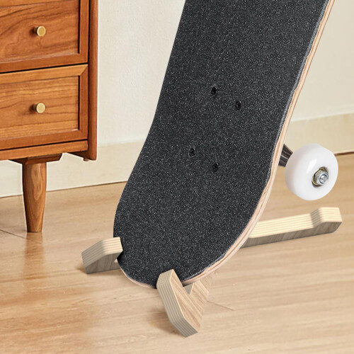 Snowboard Wall Mount and Skateboard Rack with Secure Interlocking Assembly, SpaceSaving Vertical Storage, Wood Textured Finish 2