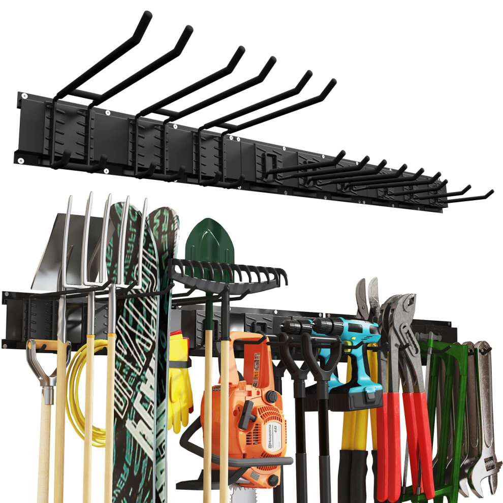 48 Inch Heavy Duty Garage Tool Organizer With Adjustable Metal Wall Mount Rack, 660Lbs Capacity, 3 Racks 9 Hooks For Garden Shed And Yard Storage 9455672902991