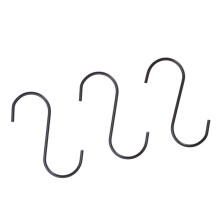 12pcs Black Heavy Duty Stainless Steel S Hooks with Clips for Kitchenware Storage and Organization