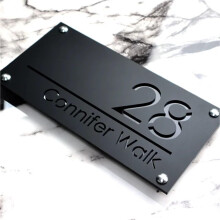 Laser Cut Acrylic House Number Sign  Modern Black Matte  Outdoor Address Plaque