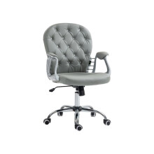 Office Chair Ergonomic 360 Swivel PU Diamante Padded Base 5 Castor Wheels for Home Work Grey