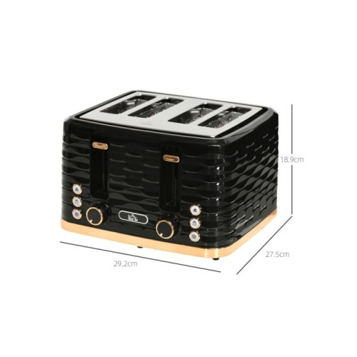 Four-Slice Rippled Toaster - Black 2