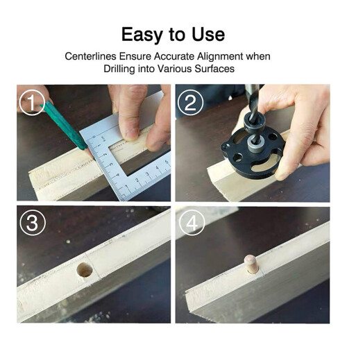 Aluminium Alloy Dowel Drill Guide Jig Set for Woodworking Precision Tool Kit 1