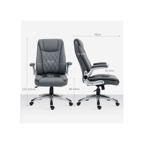 Faux Leather Executive Swivel Office Chair - Dark Grey 2