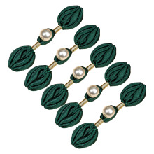 5Pcs Pearls Embellished Cheongsam Knot Button-Dark Green