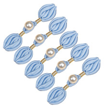 5Pcs Handwoven Pearls Cheongsam Knot Chinese Knot-Light Blue