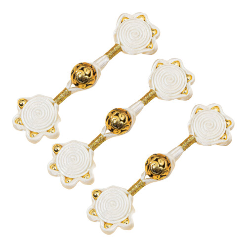 3Pcs Traditional Chinese Knot Button Closure Handmade-Apricot