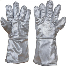 Aluminized Heat Resistant Gloves with Long Cuff, Silver Reflective Welding Gloves for Industrial Work