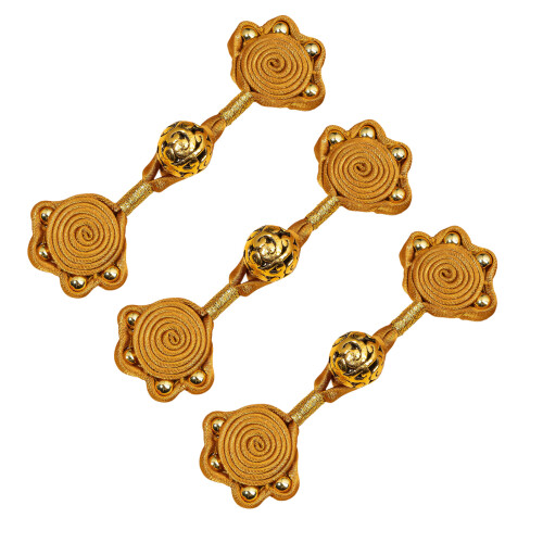 3Pcs Retro Chinese Knots Button Closure Sewing Button-Gilt