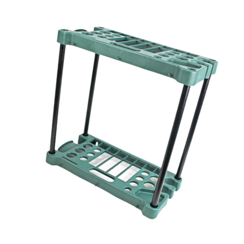 Garden Tool Organizer Rack Holds 30 Tools Space Saving Garage or Shed Storage Stand Green