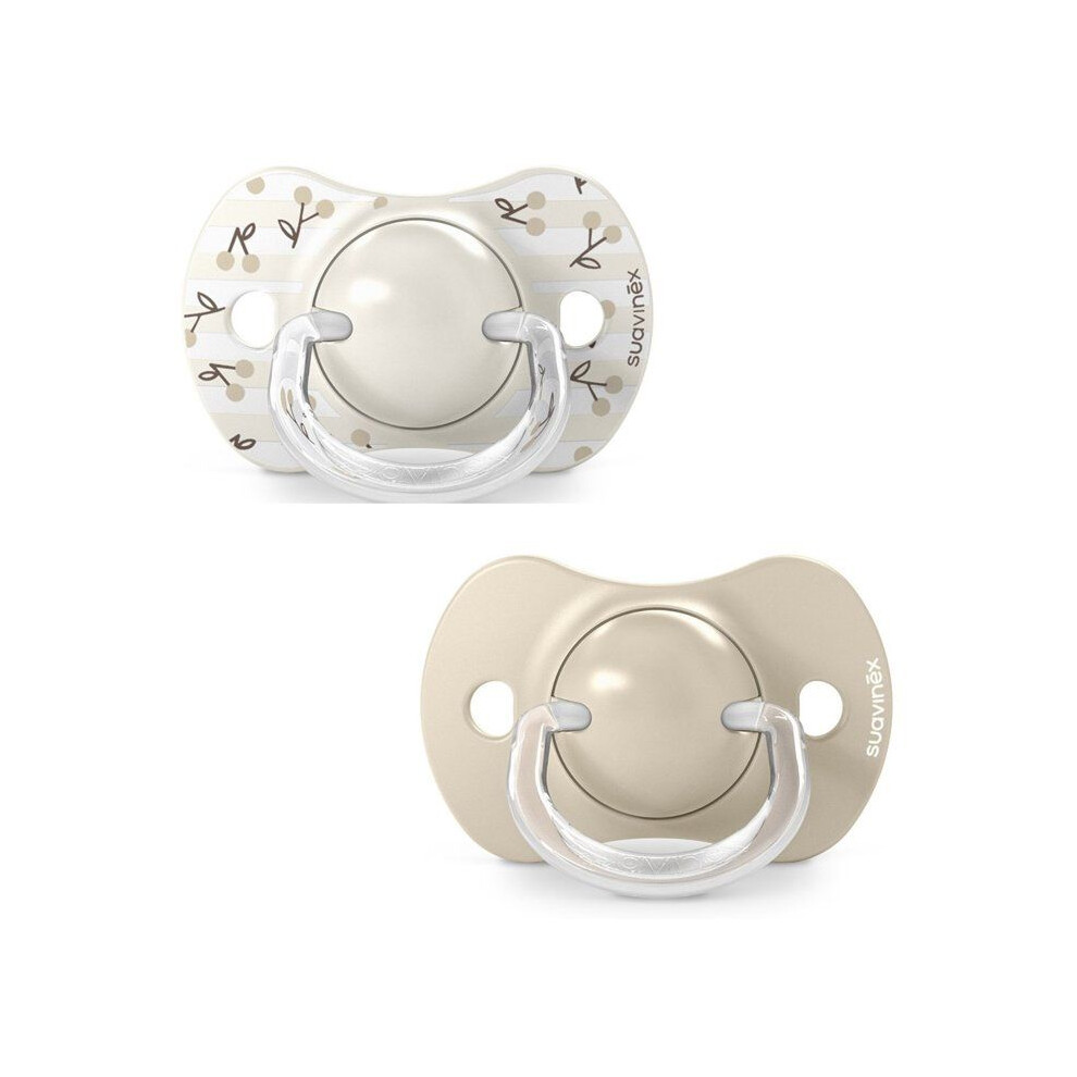Suavinex Beige Set Of 2 Symmetrical Pacifiers - Birdies - Sx Pro - 0 To 6 Months