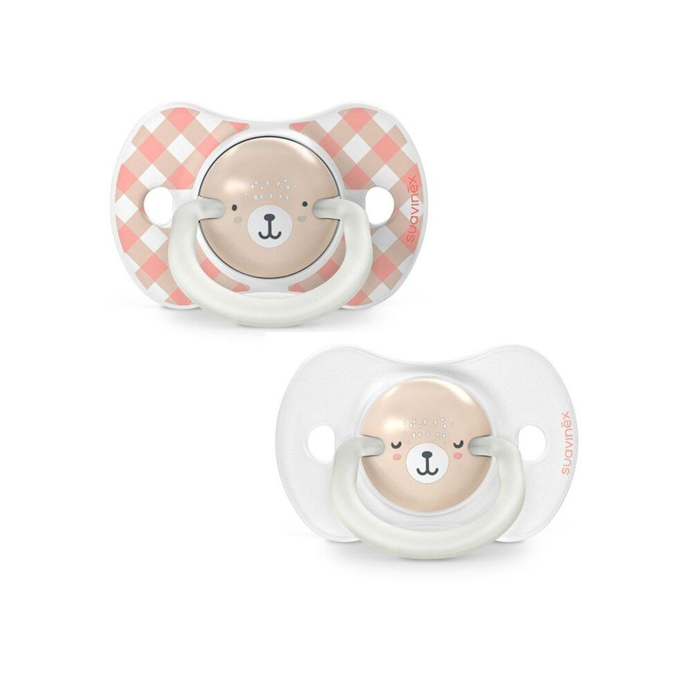 Suavinex Pink Set Of 2 Symmetrical Pacifiers - Night&Day Wild&Free - Sx Pro - 6 To 18 Months