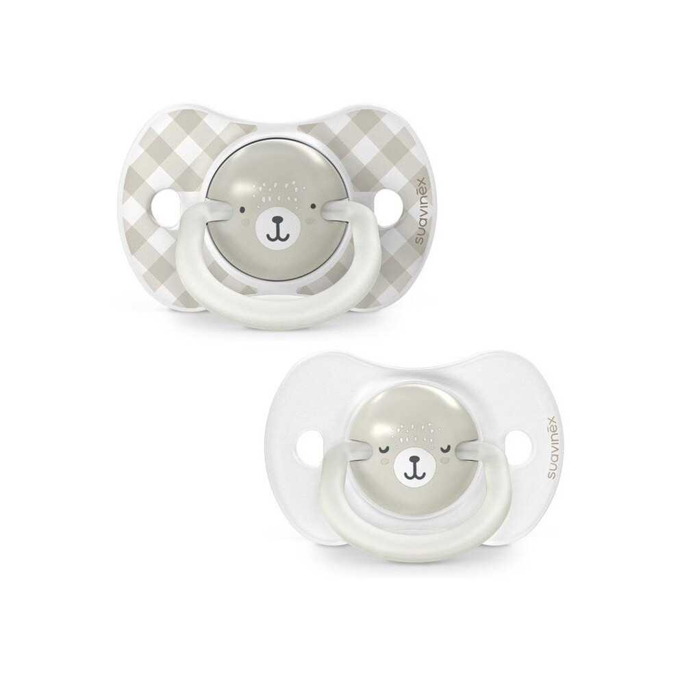 Suavinex Gray Set Of 2 Symmetrical Pacifiers - Night&Day Wild&Free - Sx Pro - 6 To 18 Months