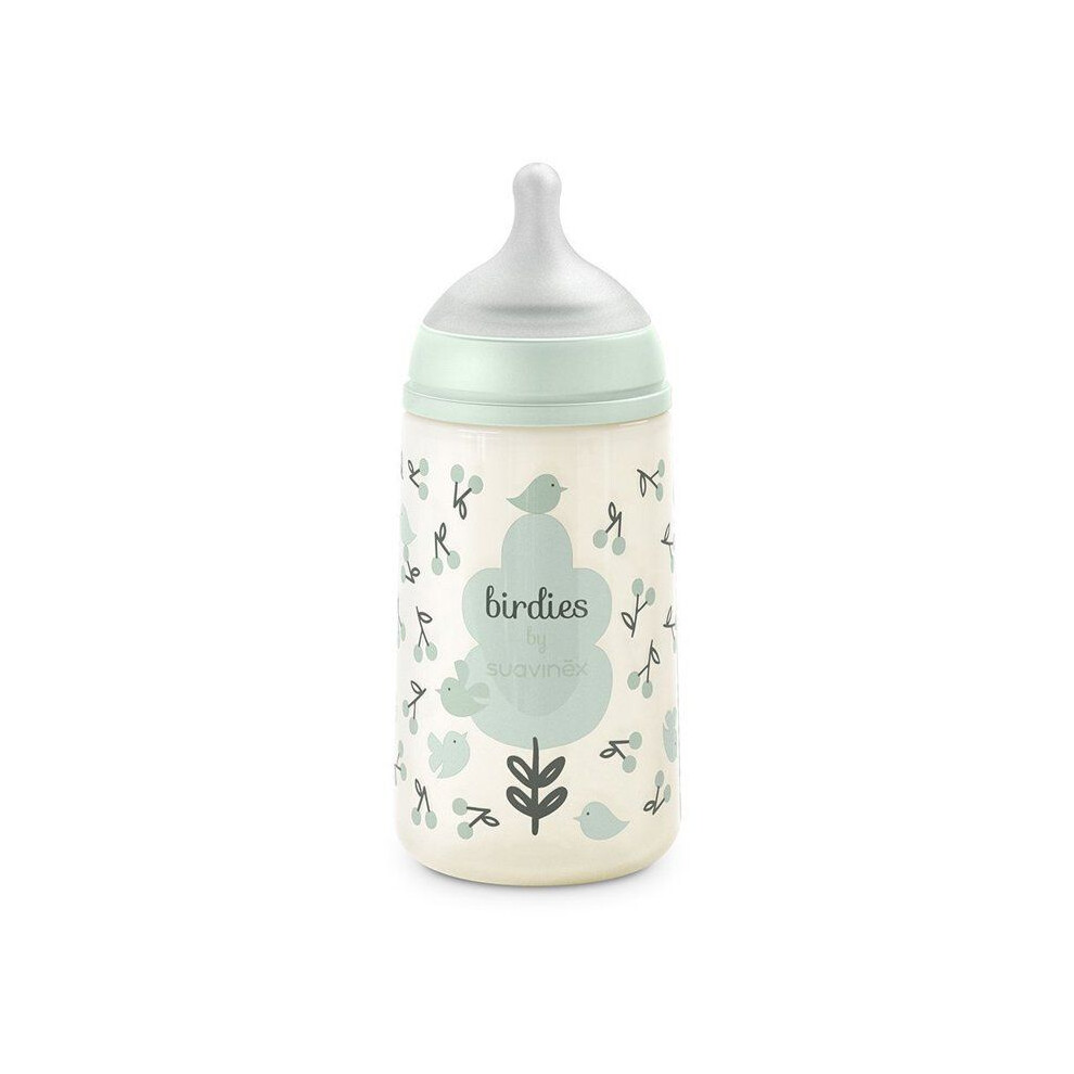 Suavinex Green Bottle - Birdies - Sx Pro M Nipple - 270 Ml - 3 To 6 Months