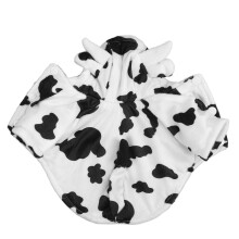Niedliches Kuh-Design Hund-Hoodie Winterjacke, XL Weiß, Plüsch & Polyester
