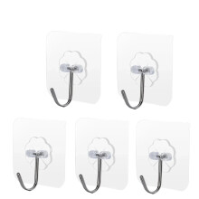 10PCS Heavy Duty Adhesive Wall Hooks Dark Gray, Transparent Self Adhesive Hooks for Bathroom and Kitchen