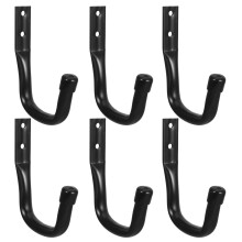 Garage Storage Hooks Heavy Duty Wall Mounted for Tools Bikes Canoe Garden Black Iron 6pcs