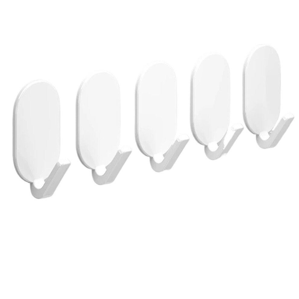 Adhesive Wall Hooks White 5 Pack, Strong Nodrill Self Adhesive Hooks For Bathroom Kitchen Towels Keys 9092120409444