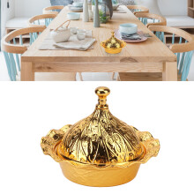 Gold Zinc Alloy Candy Dish with Lid, 10x7cm, Elegant Bar Decor