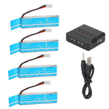 4 Stück Blaue 3,7V 520mAh Lithium-Batterie für RC-Helikopter 58,5x16,7mm