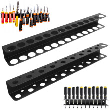 Pack of 2 Wall Mounted Tool Organizer, 14Slot Metal Screwdriver Holder for Garage and Workshop Storage
