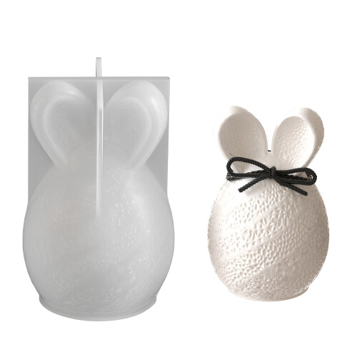 Striped Easter Hare Eggs Shape Silicone Molds Heat-4570