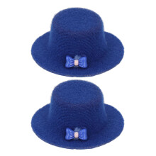 2 Stück Miniatur Blaue Puppenhaus-Partyhüte, 1/12 Maßstab Samt-Accessoires