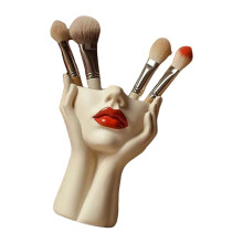 Fashionable Female Head Resin Cosmetic Brush Holder for-A