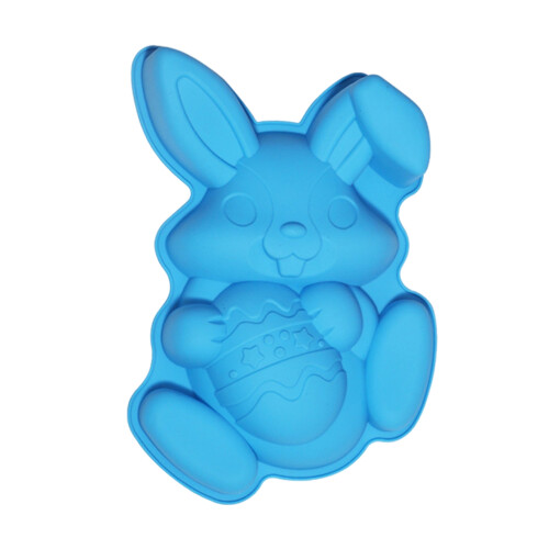 Food Grade Silicone Easter Rabbit Holding Eggs Cake Baking-Blue