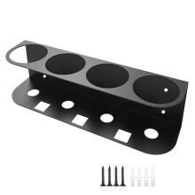 Wall Mounted Spray Bottle Holder Heavy Duty Metal Storage Rack with 4 Hole Powder Coated Design