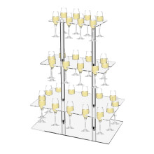 3 Tier Clear Acrylic Champagne Glass Holder Wine Glass Rack, 32Glass Capacity for Party Events