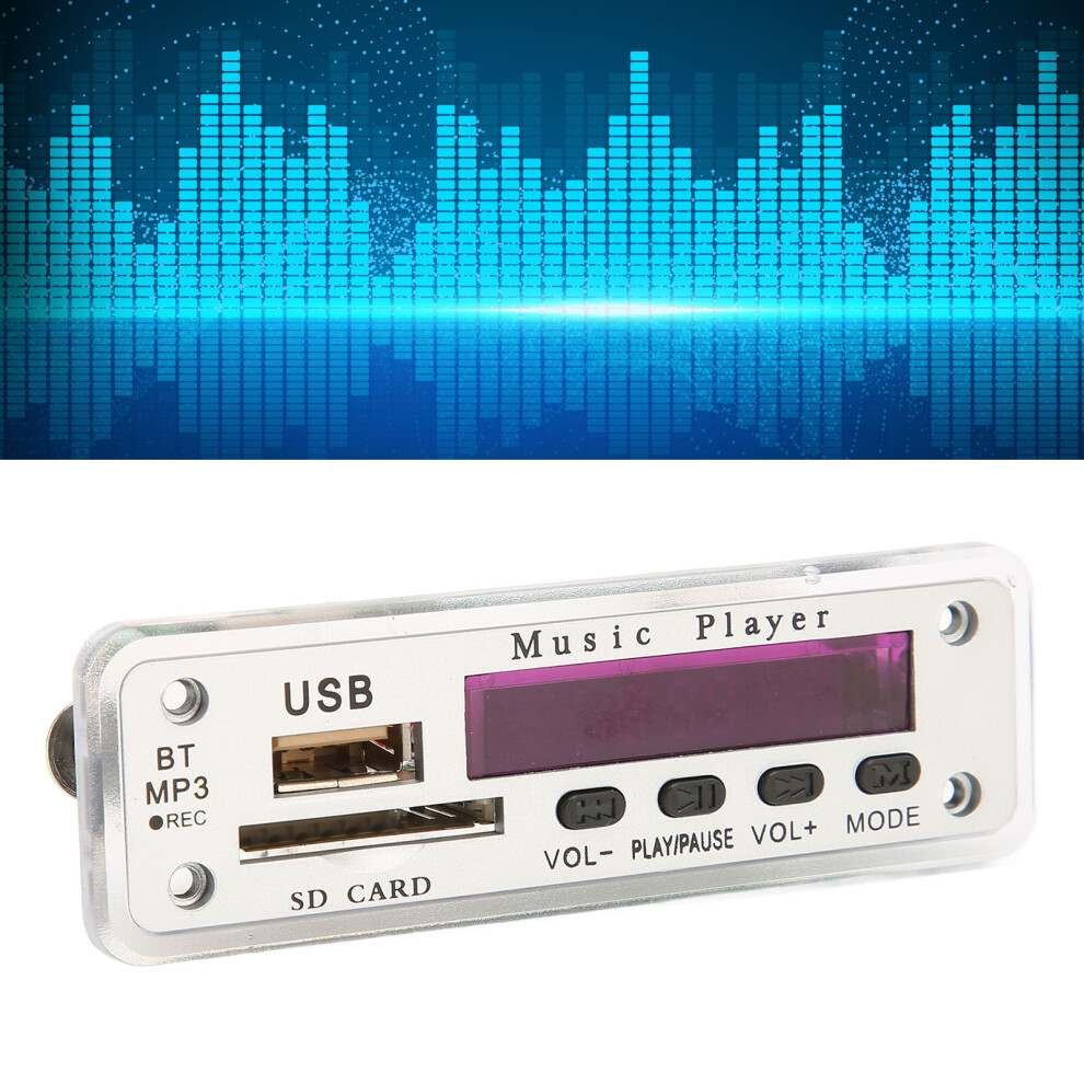 Dc12v Bluetooth 5.0 Decoding Board With Sd/Usb/Fm/Aux Recording Silver 8791390141764