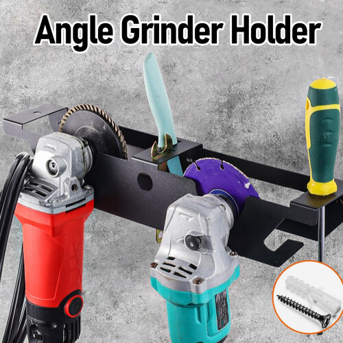 Angle Grinder Holder Wall Mount Rack, 2Pcs Durable Alloy Storage Organizer with Cable Hook for Garage and Workshop 1