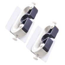 Broom Mop Holder Wall Mounted Organizer Rack with Hooks for Kitchen Bathroom Laundry White 2pcs