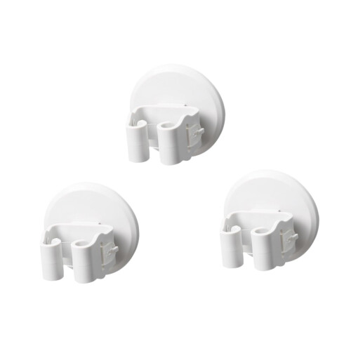 3pcs Wall Mounted Mop and Broom Holder with SpringAction Grip, SpaceSaving Organizer for Kitchen Bathroom