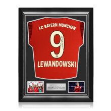 Robert Lewandowski Signed Original Bayern Munich 2018-19 Home Football Shirt. Superior Frame