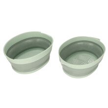 Double Layer Foldable Plastic Drain Basket for Fruits & Vegetables, Green, Small