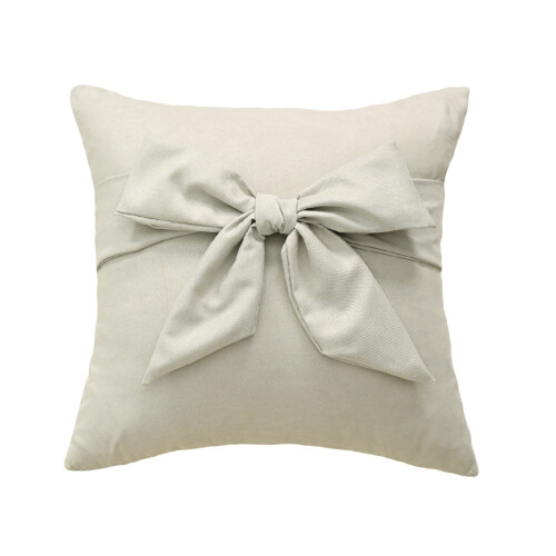 Practical Removable Bowknot Cushion Cover Easy-Mustardgreen