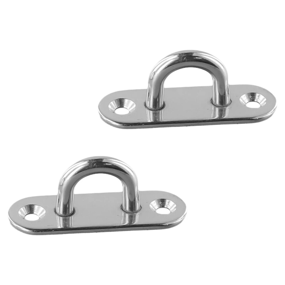 Stainless Steel Pad Eye Plate Hooks 2Pcs Heavy Duty Ceiling Mount Ushaped Ring For Boat And Garage 9092120412963