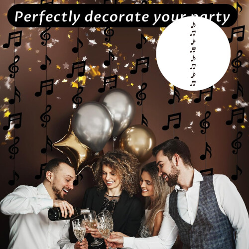 Décorations de Notes de musique noires en papier Portable,-1 2