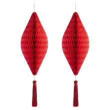 Red Paper Honeycomb Ball Decoration for Holiday Celebration-2