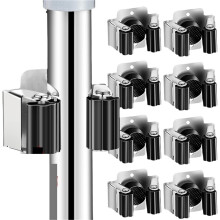 Mop and Broom Holder 20pcs Stainless Steel Wall Mounted Rack for Garage Kitchen Bathroom