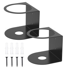 Wall Mounted Metal Spray Bottle Holder Rack, Black Heavy Duty Space Saving Organizer for Kitchen or Garage