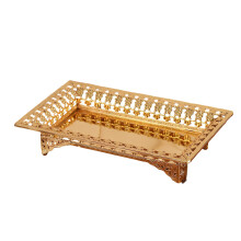 Luxurious Gold European Iron Hollow Out Rectangular Fruit Tray