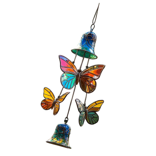 Exquisited Iron Butterfly Wind Chimes Decoration Features-6