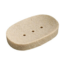 Sandstone Texture Soap Tray Holder Draining-Beige Long Oval