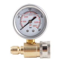 Manometro da 3/8 pollici per lavatrice, 5800 PSI, antishock, Silver-Gold