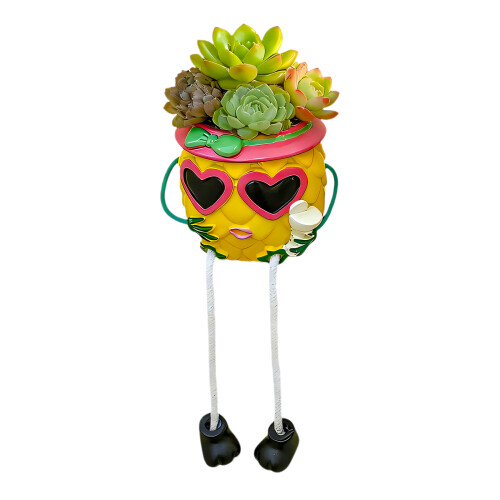 Creative Pineapples Shape Hanging Leg Planter Handmade-Pink