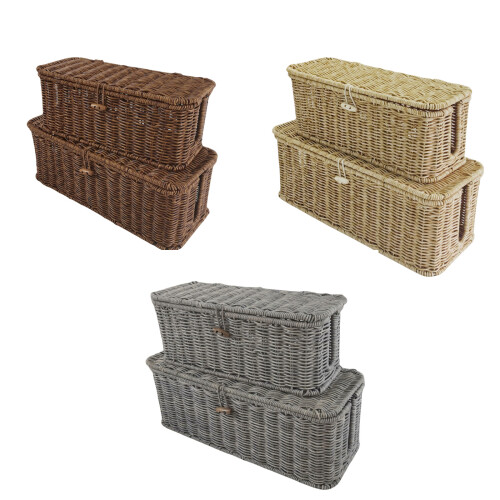 Portable Rattan Style Storage Box With Convenient Flipping-S 3 1